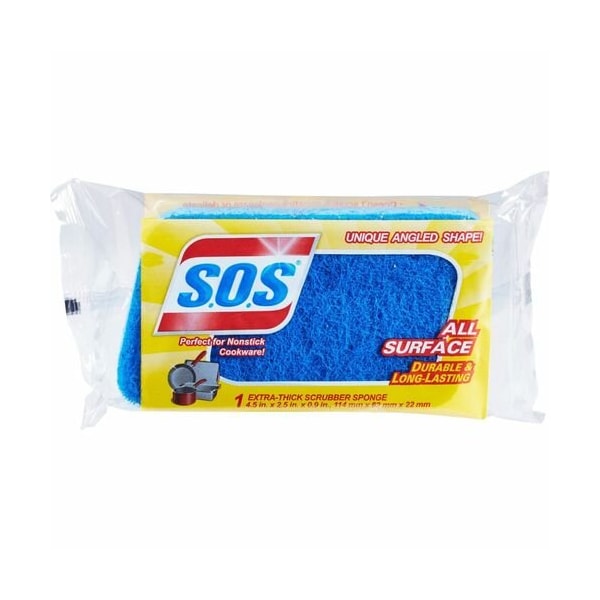 Sos Scrubber Sponge, Cellulose; Scrim, Dark Blue/Light Blue, 4-1/2 in L, 2-1/2 in W CLO91017 - main